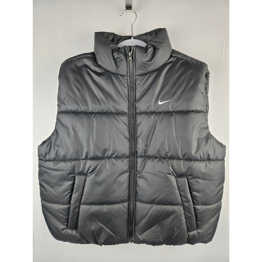 Nike Therma-FIT Puffer Vest Mens Medium Black Quilted Full Zip Insulated